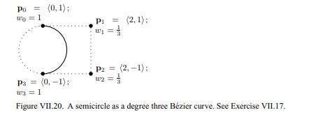 In Exercise VII.17 on page 184, a half-circle is expressed as a quadratic rational B´ezier...-2