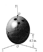 The bowling ball shown rolls without slipping on the horizontal xz plane with an angular velocity ?...