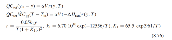 Problem 8.10 is considered as a transient CSTR. The equations governing it are This model can be...-2