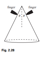 With two fingers, you hold an ice cream cone motionless upside down, as shown in Fig. 2.28. The mass...