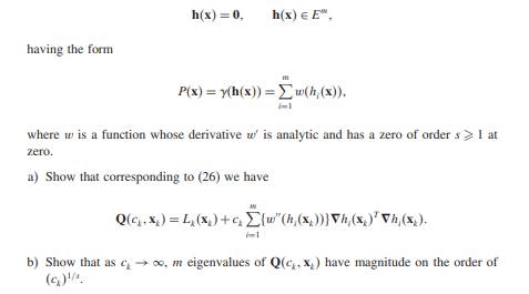 Consider a penalty function for the equality constraints