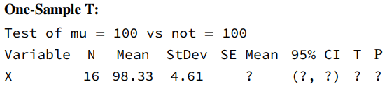 Consider the following computer output. a. How many degrees of freedom are there on the t-statistic?...-1