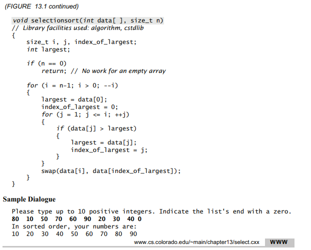 In Figure 13.1 on page 633, we should find the index of the smallest element rather than the index...-2