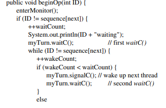 Suppose that monitor threadOrderer below uses an SC toolbox that is implemented without VP()...-3