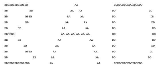 Write your initials in block characters to a standard output device. Design your prototype using the...