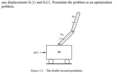 Consider a control system that comprises a double inverted pendulum as depicted in Fig. 1.3. The...