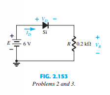 Determine the value of R for the circuit of Fig. 2.153 that will result in a diode current of 10 mA...