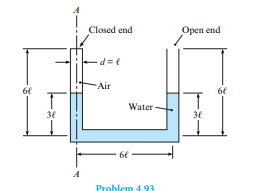 Water (? = 1000 kg/m3 ) stands in the closed-end U-tube as shown when there is no rotation. If l = 2...