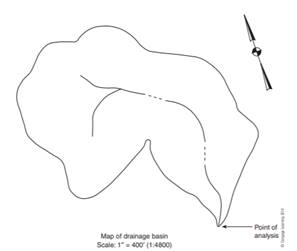 Scan or photocopy the following delineated drainage area and then determine the drainage area in (a)...-1