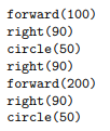 Sketch the result of these turtle steps: Write a program to draw a circle centered at (100, 50) with...