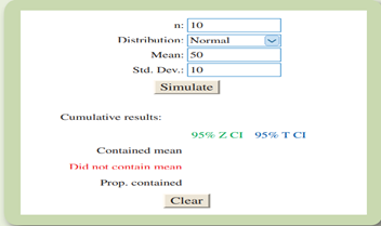 The confidence intervals for a mean (the impact of not knowing the standard deviation) applet allows...