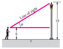 RELATED RATES A man 6 feet tall is watching a streetlight 18 feet high while walking toward it at a...