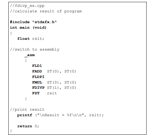 Given the program shown below, obtain the result of the program execution.