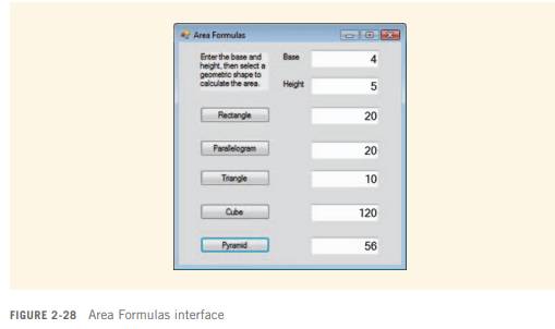 Create a project, with an interface similar to the one shown in Figure 2-28, that calculates the...