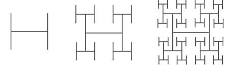 An H tree of order n is a recursive design based on the letter H. The following are H trees of...