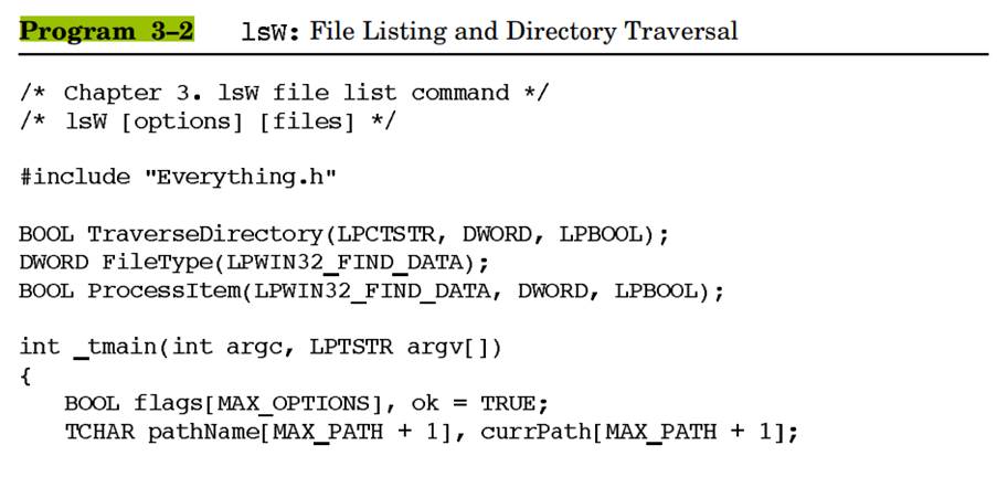 Enhance Program 3–2 ( ) so that it also lists the “ ” and “ ” (current and parent) directories (the...-1