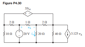 Use the node-voltage method to find the power developed by the 20 V source in the circuit in Fig....