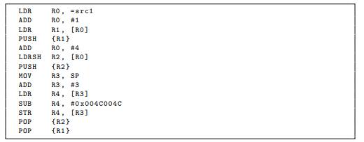 Assume that src1 DCD 0xFF00FF00 and src2 DCD 0x00AA00AA are located consecutively in the READONLY...