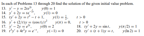 Q1: In each of Problems 1 through 6 determine the order of the given differential equation; also...-27