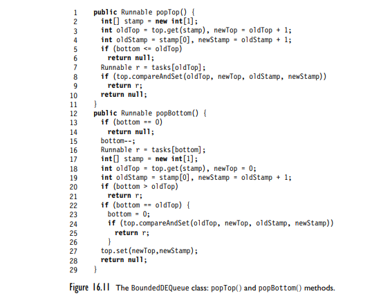 1. In the popBottom() method of Fig. 16.11, the bottom field is volatile to assure that in...