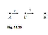 A travels at speed v with respect to the ground, and B is at rest, as shown in Fig. 11.39. How fast...