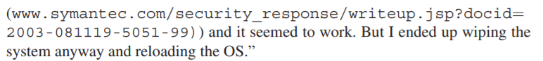 Describe heuristic scanning for finding viruses. The textbook provides an example of heuristic...