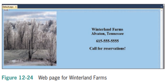 Create an empty Web application named winter land. Save the application in the VB2010\Chap12 folder....