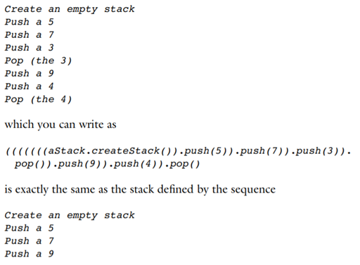 As Chapter 4 pointed out, you can define ADT operations in a mathematically formal way by using...-2