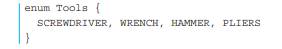 Given the following enumeration, write a program that uses values( ) to show a list of the constants...