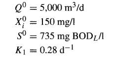 Wastewater characteristics, reaction coefficients, and treatment plant design are as follows for an...-1