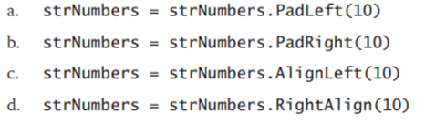 Which of the following right-aligns the contents of the strummers variable?