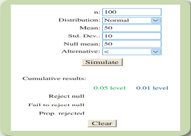 The hypothesis tests for a mean applet allows you to visually investigate hypothesis tests for a...