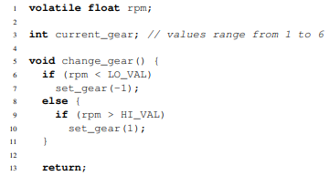 Consider the code below that implements the logic of a highly simplified vehicle automatic...-1