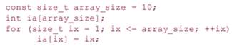 This code fragment intends to assign the value of its index to each array element. It contains a...