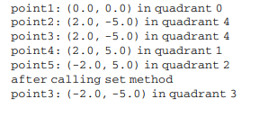 Expand the PointD class discussed in this chapter to include the quadrant information of a point....-2