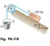 Bucket A and block C are connected by a cable that passes over drum B. Knowing that drum B rotates...