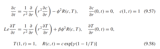 Solve the following problem for reaction and heat transfer in a porous catalyst pellet for the...