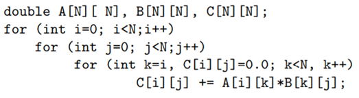 The following C code fragment is used to multiply a pair of square matrices: Design a program to do...