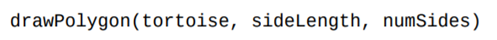 Write a function that uses the turtle named tortoise to draw a regular polygon with the given number...-1