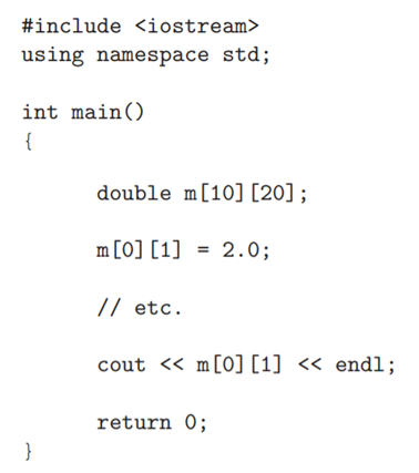 Let us have a look at matrices with 10 rows and 20 columns again. To this end, examine the following...