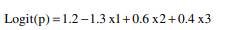 A logit function, obtained through logistic regression, has the form: Find the probability of output...