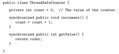 Consider the ThreadSafeCounter example from Subsection 12.1.3: The increment() method is...