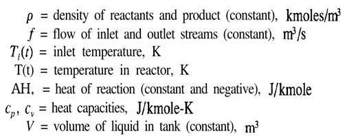 Consider an adiabatic, exothermic, perfectly mixed (what else?) chemical reactor where the reaction...-1