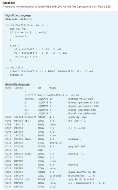 The recursive binomial coefficient function in Figure 6.25 can be simplified by omitting y1 and y2...-2