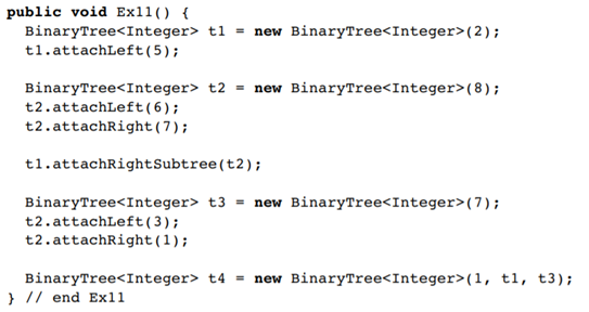 Given the ADT binary tree operations as defined in this chapter, what tree or trees does the...