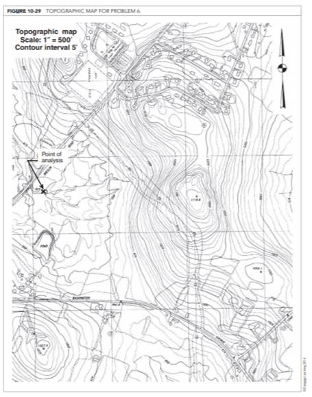 Delineate the catchment area tributary to the point of analysis shown in Figure 10-28. Measure the...-2