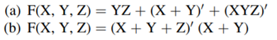 Simplify the following functions: Draw Logic circuits for the following functions-1