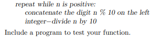 (Requires Exercise 18.) Write an int_to_hex(n) function to return the hexadecimal string...