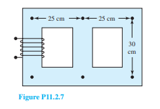 Consider the magnetic circuit shown in Figure P11.2.7. Assume the relative permeability of the...