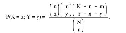 The joint hypergeometric distribution for 2 discrete random variables is defined as Extend this...